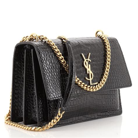 ysl sunset black crocodile|Saint Laurent Sunset Medium YSL Crossbody Bag in Croc .